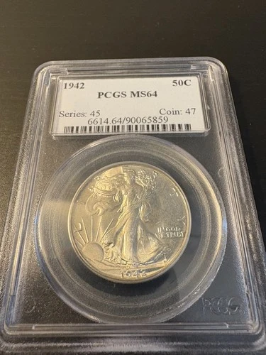 1942 Walking Liberty Half Dollar PCGS MS64 Blast White!!