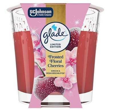 50,52 /kg- 6x Glade Duftkerze-Frosted Floral Cherries-bis 27 Std Brenndauer-112g