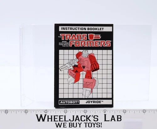 Joyride Instruction Manual Booklet 1987 Hasbro G1 Transformers Action Figure