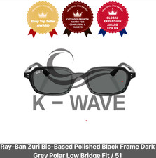 Ray-Ban Zuri cadre noir poli bio gris foncé polaire coupe basse / 51