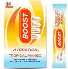 Boost Hydration Electrolytes Powder - Tropical Mango - 15x Pack Sugar Free Vegan