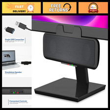 USB Powered Stereo Speaker Bar for PC - Clip-On Monitor Design, On-Speaker Contr