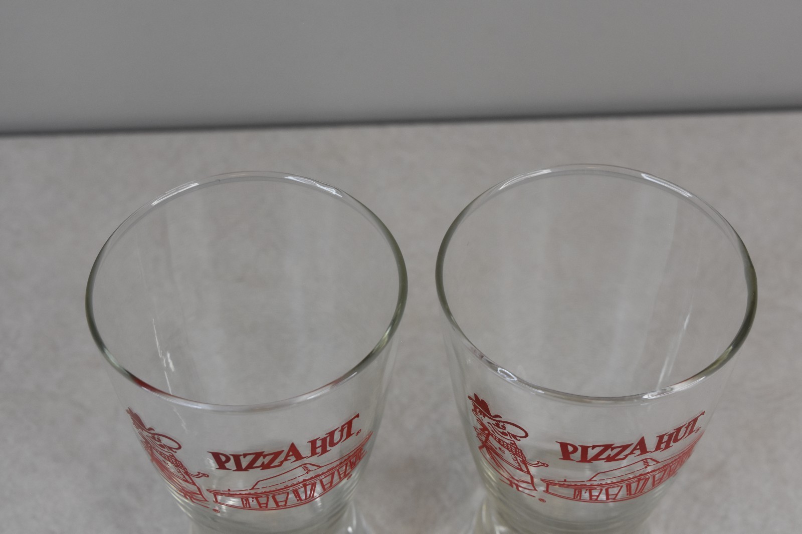 Vintage NOS 1970s Pizza Hut Libbey 12oz Drinking Glasses 5 7/8" Tall Lot of 2