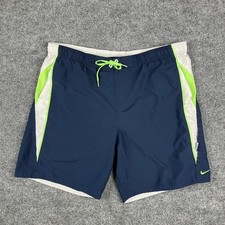 Nike Mens XL Blue Green Swim Trunks Drawstring Board Shorts Lined Pockets