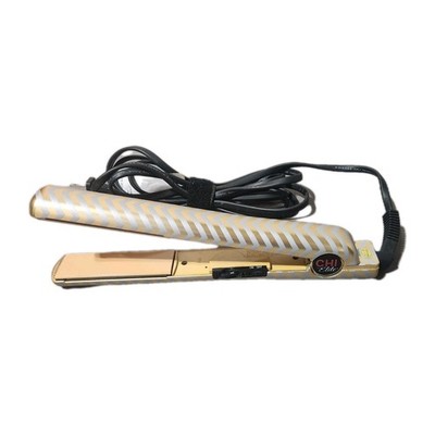 CHI Elite Flat Iron Gold Silver Metallic Herringbone 1'' Hair Straightener CE1207