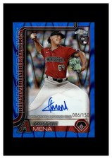 2025 Topps Chrome Autographs Blue RayWave Refractor Cristian Mena RC /150