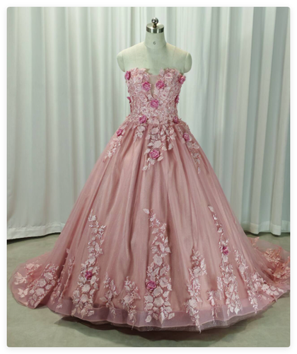 Flieder Herzausschnitt Quinceanera Kleider Ballkleid 3D Blumen süß 15 16 Ballkleid - Bild 3 von 5