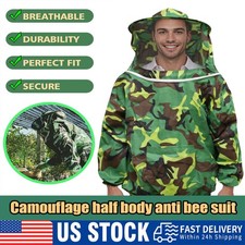 Camouflage Beekeeping Smock Jacket Protective Veil Smock Bee Coat Suit Clothes