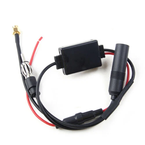 FM Car Antenna Amplifier Signal Amplifier Antenna Receive Gain Device(Black)