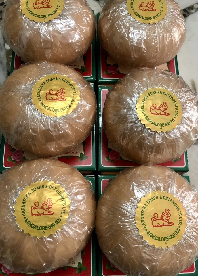 Barra de jabón de baño sandalia Mysore 6 X 150 gm, ORIGINAL de jabones Karnataka Ltd. Exp-2025 Foto 3 de 4