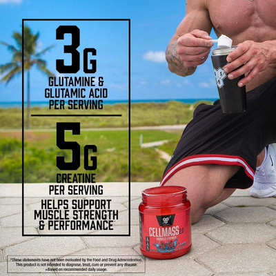 CELLMASS 2.0 Post Workout Recovery with BCAA, Creatine, & Glutamine - Keto Fr...