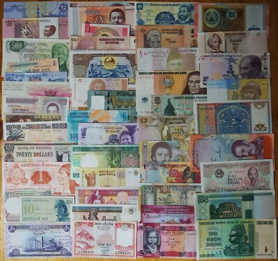 50 Different WORLD BANKNOTES Banknotes All World - From 50 Different Countries