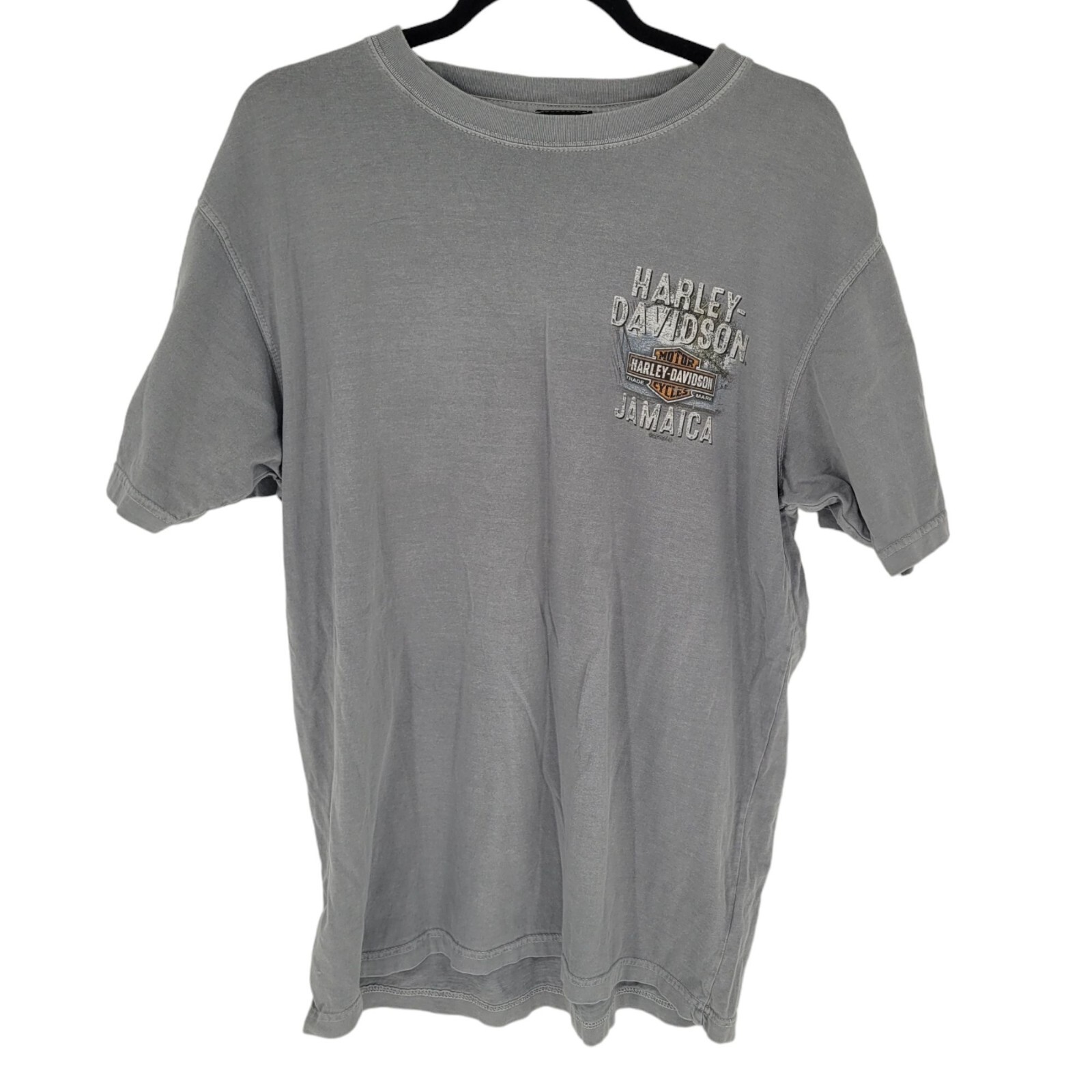 Harley Davidson mens large Gray Jamaica motorcycle short sleeve t shirt cotton