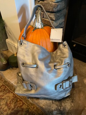 NWT Alfred Dunner Metalic Silver pebbled Faux Leather Hobo Shoulder Bag  Purse