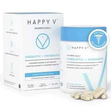Happy V Vaginal Probiotics + Prebiotic Fiber – pH Balance & BV Support – 30 Caps