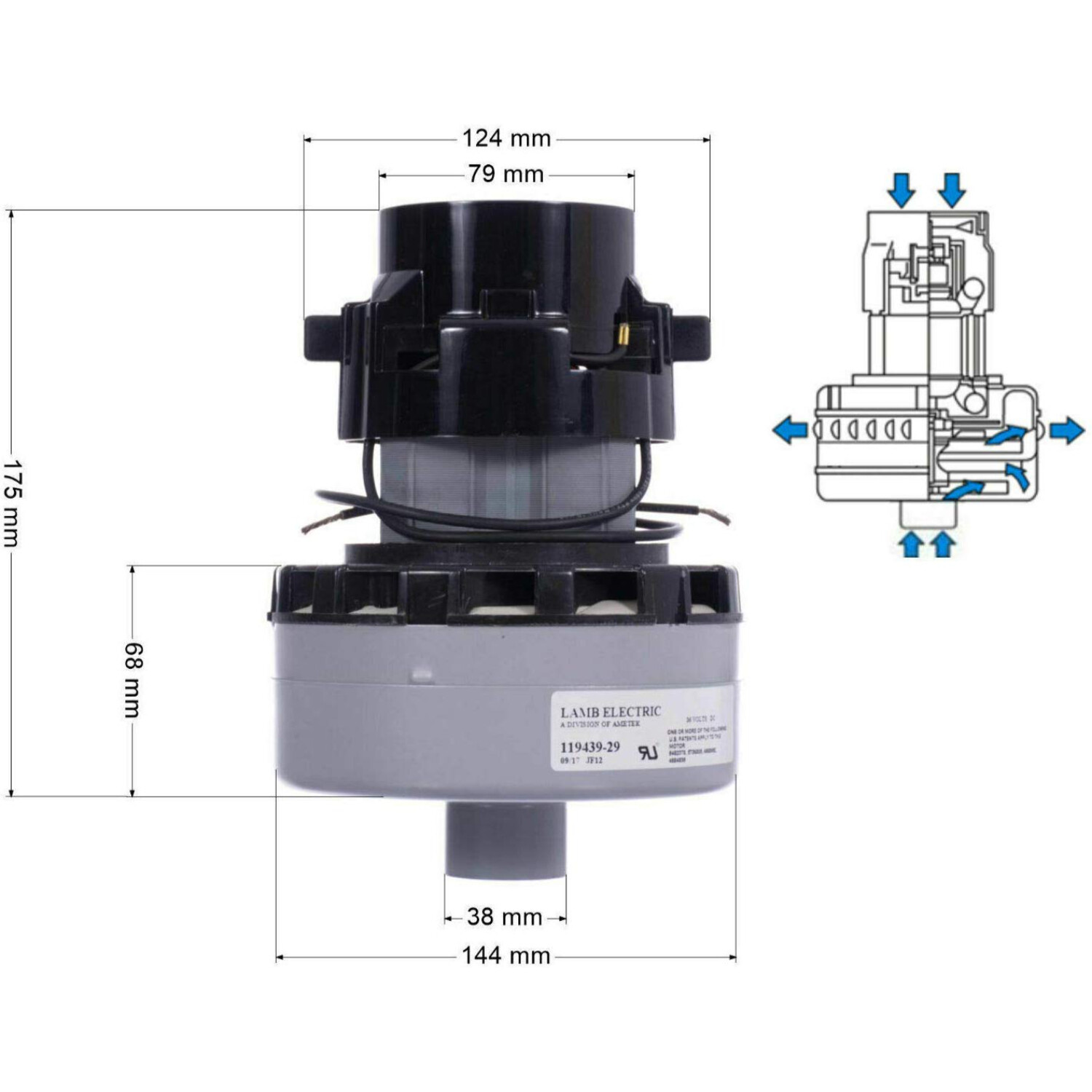 Motore Aspirazione AMETEK 119439-29 36V 600W Per COMAC, FIMAP - Foto 3
