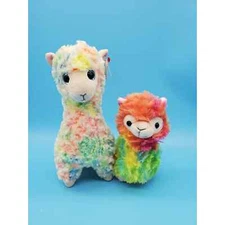 Two Rainbow Plush Llama Stuffed Animals
