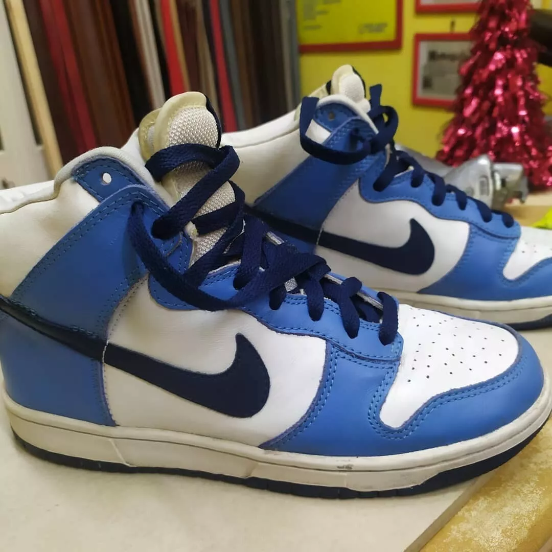 nike dunk high white blue light blue