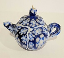 Teapot Shaped Candle San Francisco Candle Company Blue White Floral