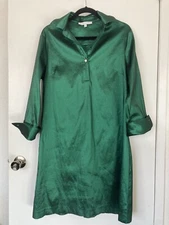 Preston & York Green 3/4 Sleeve Taffeta Shift Dress