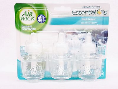3 REFILLS Air Wick FRESH WATERS Scented Oil Plug In Refills Diffuser Air Freshen