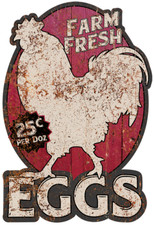 FARM FRESH EGGS EMBOSSED ALUMINUM PARKING SIGN