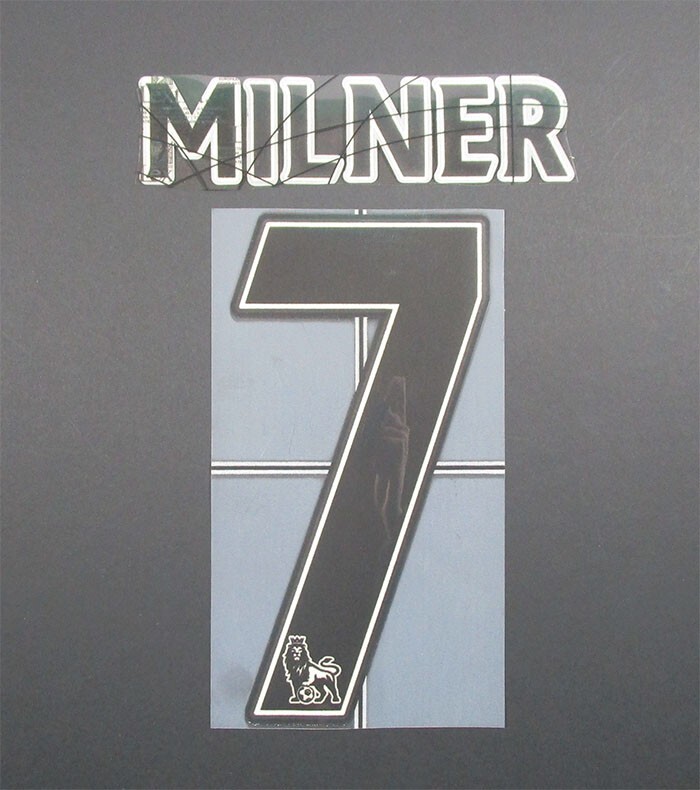 2007 - 2013 OFFICIAL SPORTING ID LEXTRA MILNER 7 PLAYER SIZE BLACK NAMESET