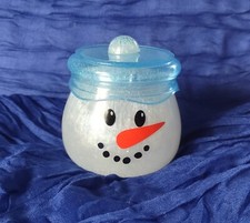 Snowman Trinket Jar - Candy Jewelry Tealight holder battery etc