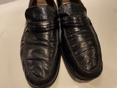 Vintage Moreschi Black Leather Loafers Mens Sz 8.5 Made in 