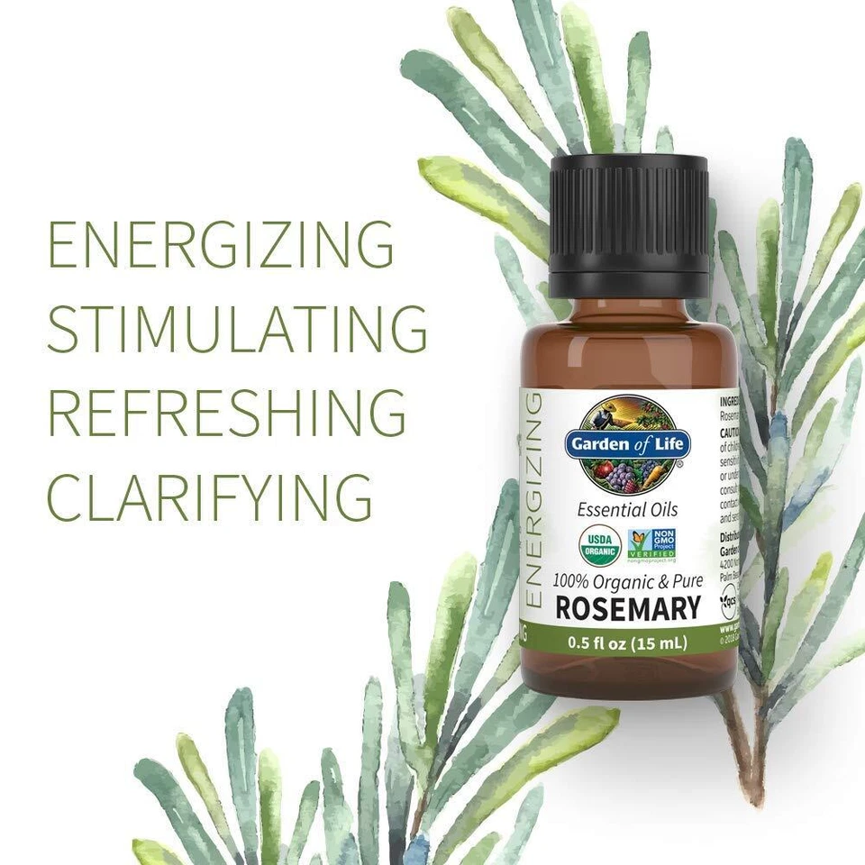 Aceite esencial de romero orgánico para difusor cabello y piel 0,5 fl oz 100 puro Foto 2 de 4