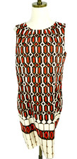 Talbots Womens Boho Geometric Print Lined Cotton Sleeveless Dress Size 10
