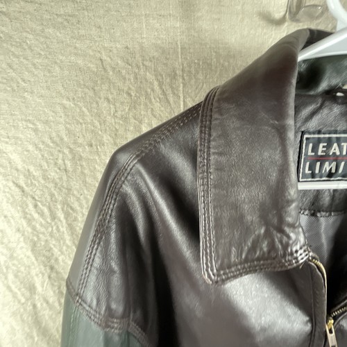 Chaqueta de cuero limitada multicolor cremallera completa manga larga cuero genuino talla L para hombre - Imagen 8 de 21
