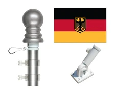 Germany with Eagle 3'x5' Poly Flag & Spinner Flagpole Set w/Adjustable Bracket