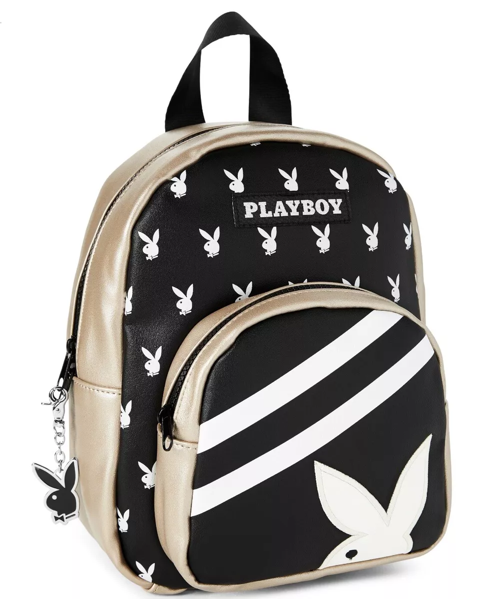 Official PLAYBOY Black Silver White Bunny Mini Backpack Brand New