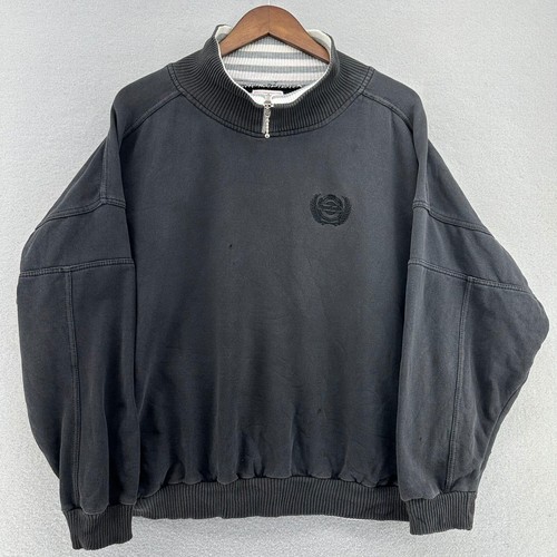 90s Reebok Sport Pullover Sweatshirt Quarter Zip Mock Neck Gray SZ M Trashed VTG