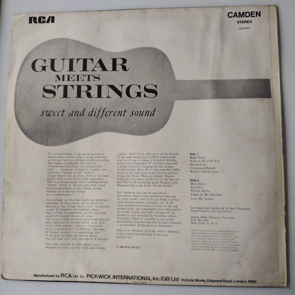 TWANGY GUITAR SILKY STRINGS DUANE EDDY VINYL ALBUM LP (1970) FREE UK DELIVERY  - Image 2 of 4
