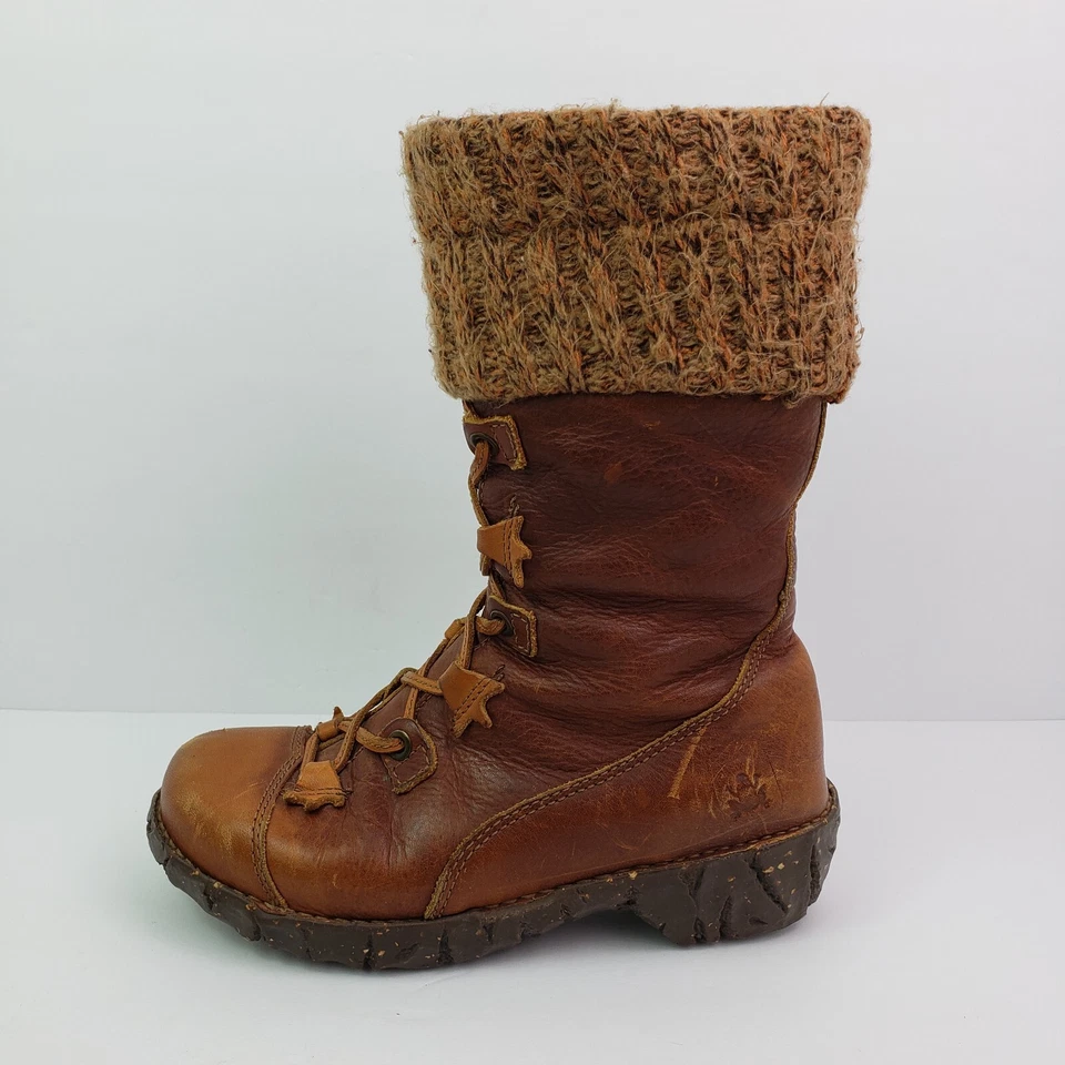 Botas altas cálidas de cuero marrón de becerro El Naturalista para mujer talla 37 EE. UU. 6,5-7 Foto 3 de 4