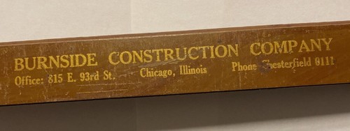 Vtg Advertising Burnside Construction Company 15” Wood Ruler Chicago Illinois A8 - Picture 6 of 12
