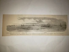 Hampton Creek CSS Jamestown Merrimac Teaser 1882 Civil War Print Sketch