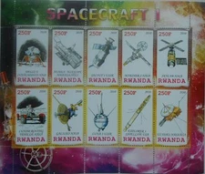 SPACECRAFT I Apollo Luna Explorer Hubble Galileo space m/s Rwanda 2010 MNH L012