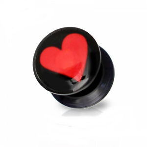 Screw on Plugs Sold As a Pair Rainbow Heart Picture Plugs