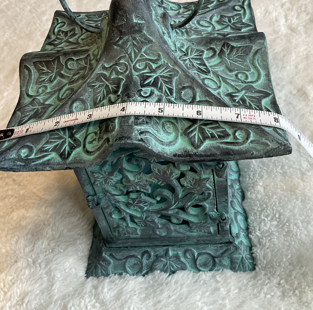 Partylite Garden Lantern￼ Japanese Verdigris Cast Iron Pagoda Retired 1999