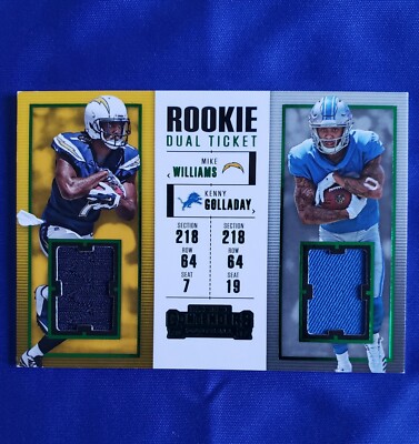 2017 Panini Contenders Green Dual Rookie Jersey Mike Williams/Kenny Golladay