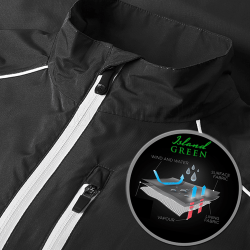 ISLAND GREEN MENS IG TECH WATERPROOF GOLF SUIT - BLACK / BLUE @ 50% OFF RRP !!!! - Picture 6 of 7