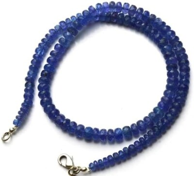 #ad Natural AAA Gemstone Tanzanite Necklace 4 6MM Size Faceted Rondelle Beads 18.5” $55.20