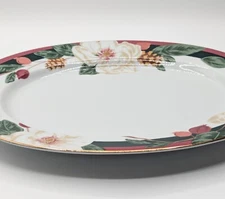 "Magnolia" Tienshan Fine China 14.5" Oval Meat Platter Winter Design Christmas