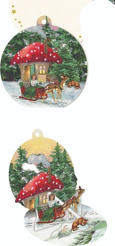 Set of 4 Luxury Pop Up Paper Bauble Card designed by Barbara Behr - 7 cm id - Picture 2 of 4