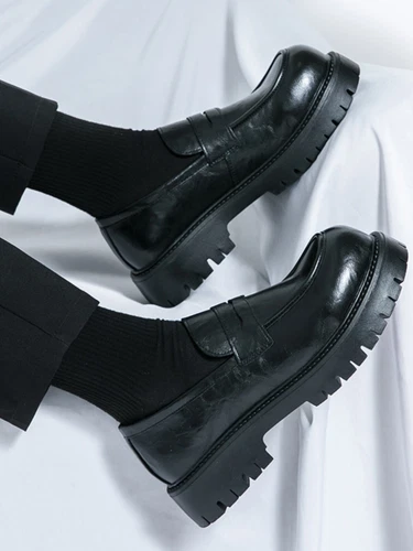 Herren Punk Rund Zehe Plateau Absätze Creepers Halbschuhe Freizeit Business Gothic Schuhe - Bild 7 von 15