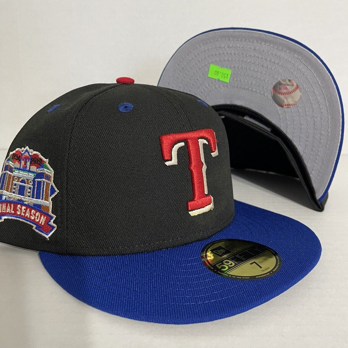Texas Rangers Fitted Hat Cap Black Blue Ballpark Arlington Final Season  2019