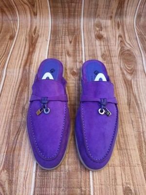 Loro Piana Purple Suede Summer Charm Walk  Babouche Mules Flats EU 39 US 8.5